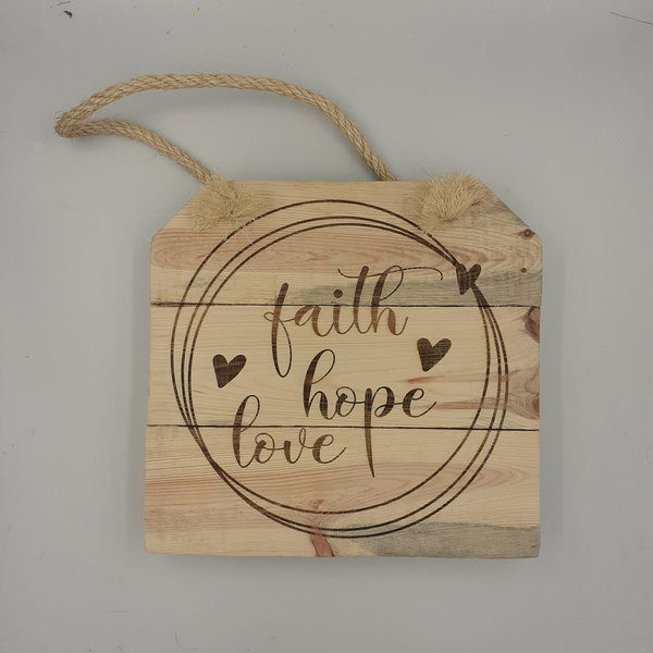Wandbord - Faith hope love