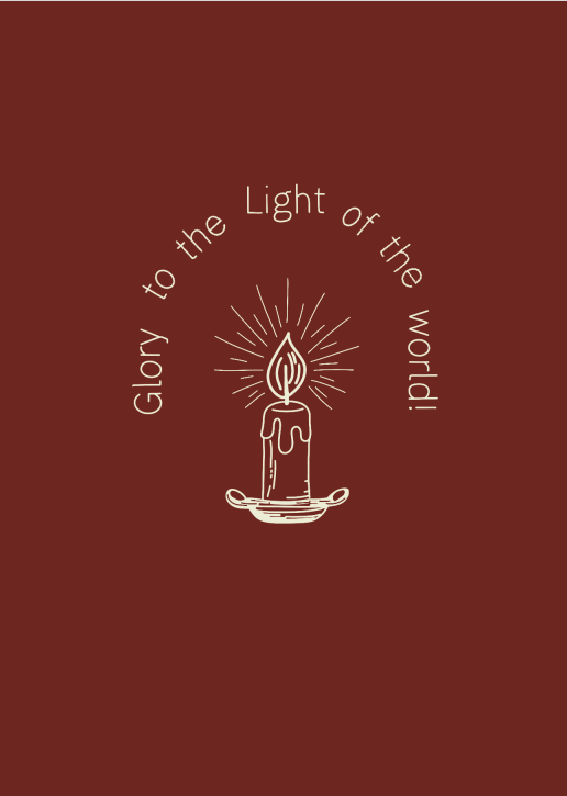 Christelijke kerstkaart - Glory to the Light of the world